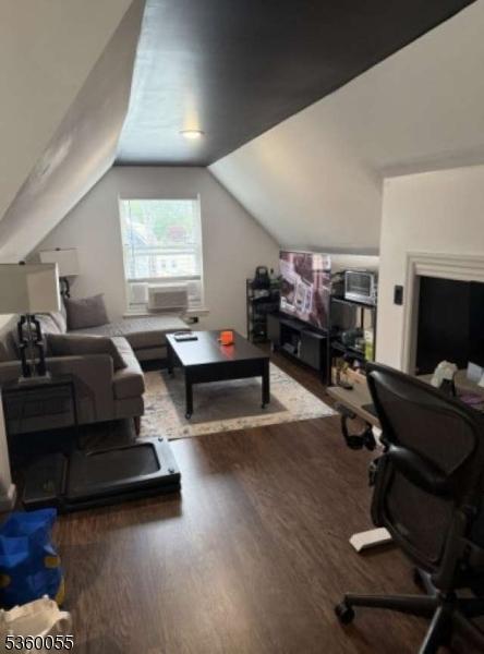 284 W Webster Ave, Roselle Park Boro, NJ 07204 - office area with wood finished floors, cooling unit, and vaulted ceiling