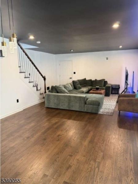 284 W Webster Ave, Roselle Park Boro, NJ 07204 - living area with wood finished floors, stairs, recessed lighting, and baseboards