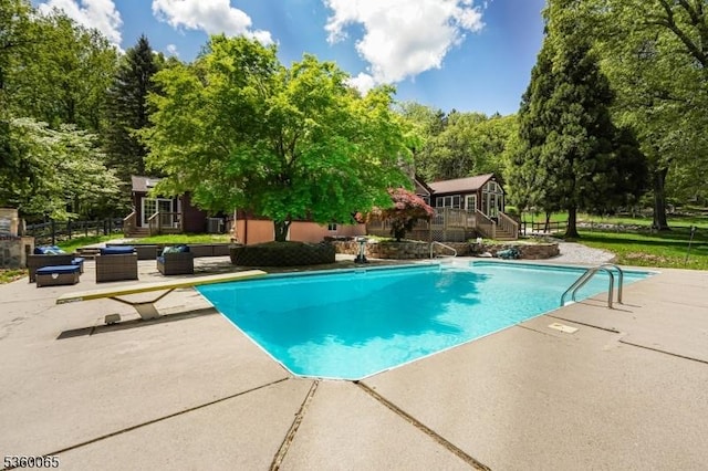 26 Danville Mountain Rd, Liberty Twp, NJ 07838 - outdoor pool featuring stairs, a patio area, and a wooden deck