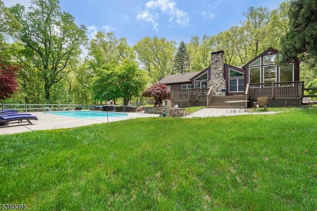 26 Danville Mountain Rd, Liberty Twp, NJ 07838 - view of yard featuring a deck, an outdoor pool, and a patio