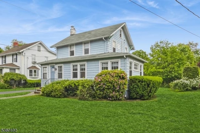 405 High St, Cranford Twp, NJ 07016 - traditional-style home with a front lawn and a chimney
