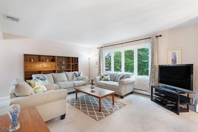 54 Pitman Rd, Parsippany-Troy Hills Twp, NJ 07054 - carpeted living room with a baseboard heating unit