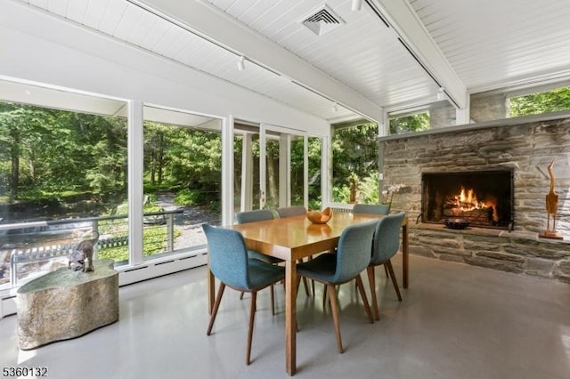 63 Hollow Brook Rd, Tewksbury Twp, NJ 07830 - sunroom / solarium with a baseboard heating unit, finished concrete floors, and healthy amount of natural light