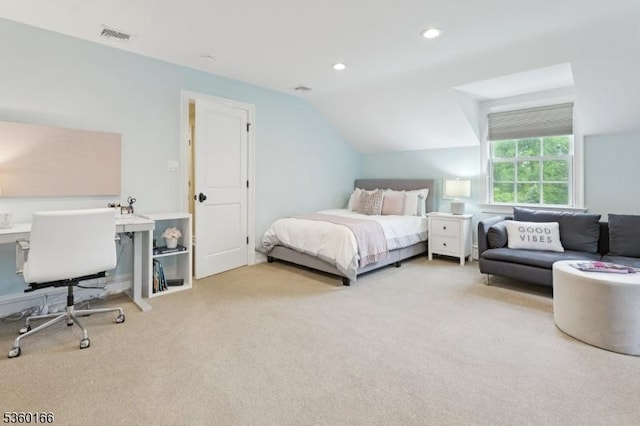 70 Falmouth St, Millburn Twp, NJ 07078 - carpeted bedroom featuring an office area, vaulted ceiling, and recessed lighting