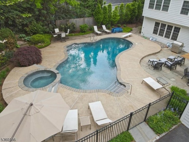 70 Falmouth St, Millburn Twp, NJ 07078 - view of pool featuring a patio, a diving board, and a pool with connected hot tub
