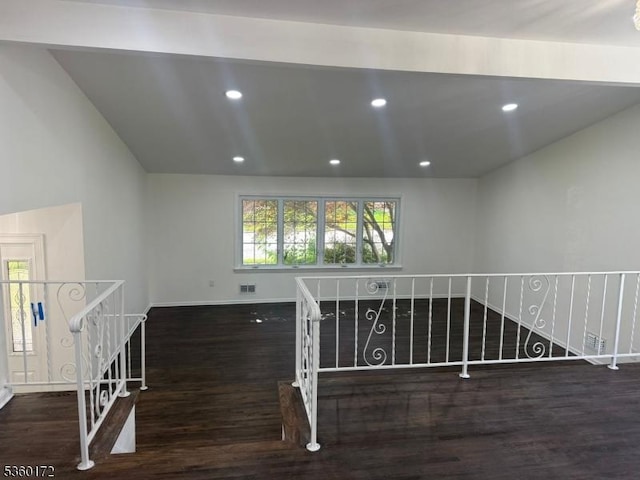 20 Wick Dr, Woodbridge Twp, NJ 08863 - spare room with wood finished floors, baseboards, recessed lighting, and lofted ceiling