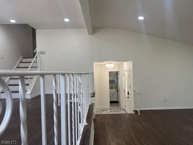 20 Wick Dr, Woodbridge Twp, NJ 08863 - corridor with an upstairs landing, baseboards, wood finished floors, and recessed lighting