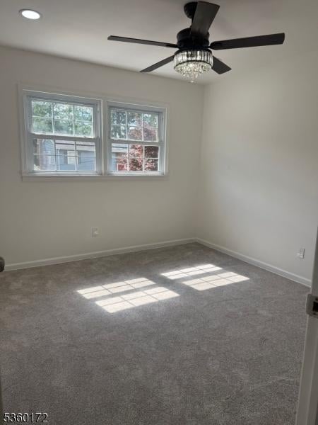 20 Wick Dr, Woodbridge Twp, NJ 08863 - carpeted spare room featuring a ceiling fan, baseboards, and recessed lighting