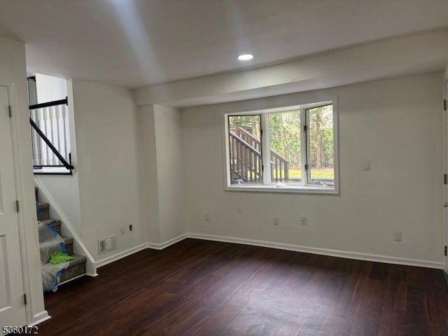 20 Wick Dr, Woodbridge Twp, NJ 08863 - unfurnished room with wood finished floors, baseboards, stairs, and recessed lighting