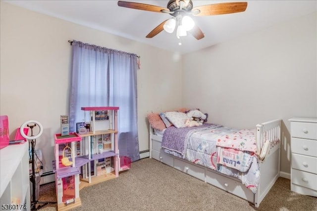 4 Alfred Way, Hopatcong Boro, NJ 07843 - carpeted bedroom with a baseboard radiator and a ceiling fan