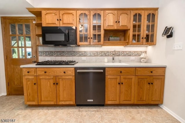 3 Hayward St, Bridgewater Twp, NJ 08805 - kitchen with dishwasher, gas cooktop, open shelves, black microwave, and light countertops