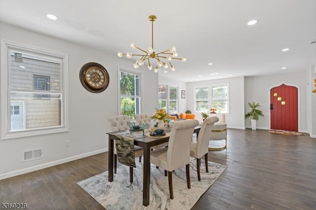254 Springfield Ave, Rutherford Boro, NJ 07070 - dining room with a chandelier, baseboards, recessed lighting, and wood finished floors