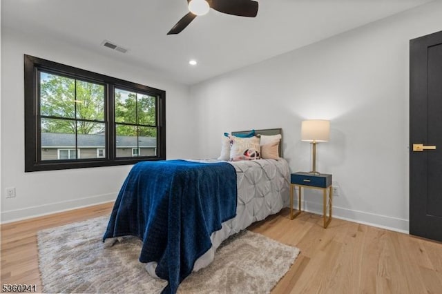 10 Wilson Ave, Wayne Twp, NJ 07470 - bedroom with baseboards, wood finished floors, recessed lighting, and a ceiling fan
