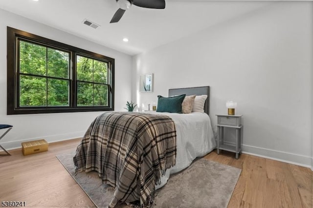 10 Wilson Ave, Wayne Twp, NJ 07470 - bedroom featuring baseboards, recessed lighting, wood finished floors, and a ceiling fan