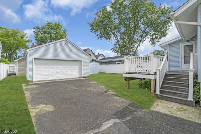 11 Burnside Ave, Cranford Twp, NJ 07016 - view of yard with an outdoor structure, a deck, and a detached garage
