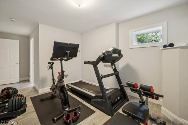 66 Fernwood Rd, Summit City, NJ 07901 - workout room featuring baseboards and wood finished floors