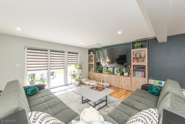 116 Wolfs Corner Rd, Green Twp, NJ 07860 - living room featuring wood finished floors and recessed lighting