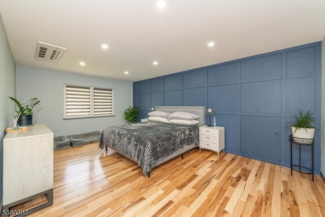 116 Wolfs Corner Rd, Green Twp, NJ 07860 - bedroom featuring a decorative wall, light wood-style flooring, and recessed lighting