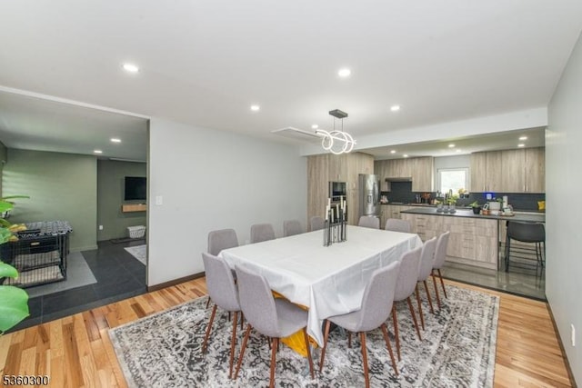 116 Wolfs Corner Rd, Green Twp, NJ 07860 - dining area with recessed lighting, light wood-style flooring, and baseboards