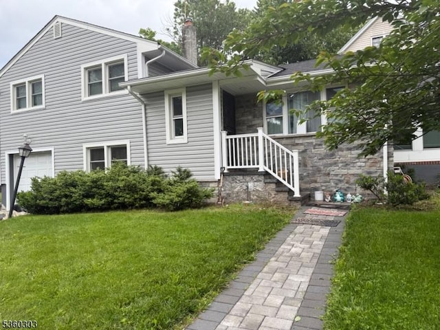 131-33 Netherwood Ave, Plainfield City, NJ 07062 - view of front of property with a front lawn and a chimney