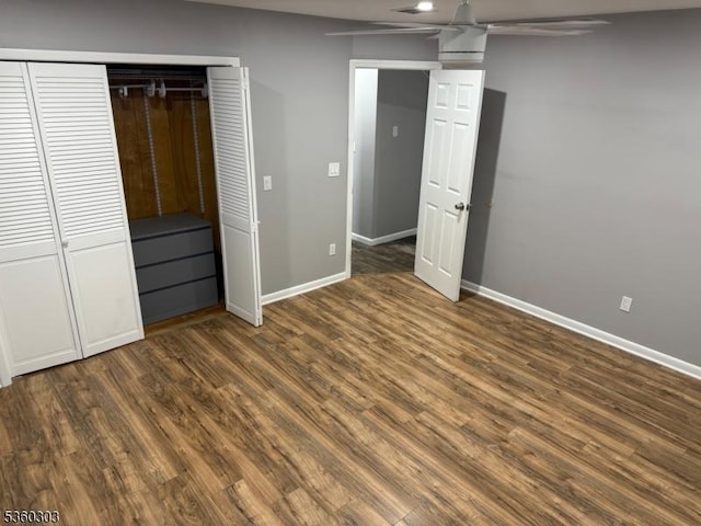 131-33 Netherwood Ave, Plainfield City, NJ 07062 - unfurnished bedroom featuring baseboards, wood finished floors, and a closet