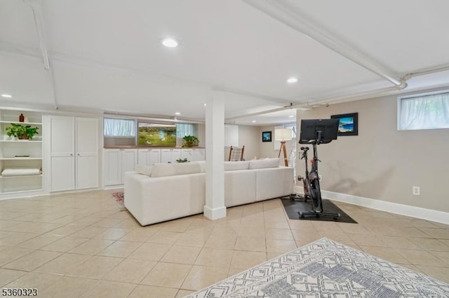 51 S Pierson Rd, Maplewood Twp, NJ 07040 - workout room featuring light tile patterned floors and recessed lighting