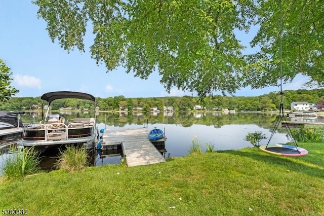 111 Lake Dr, Byram Twp, NJ 07874 - dock featuring a water view and a lawn