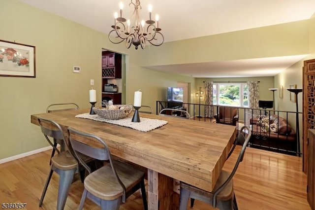 17 Druid Hill Dr, Parsippany-Troy Hills Twp, NJ 07054 - dining area featuring a chandelier, light wood finished floors, and baseboards