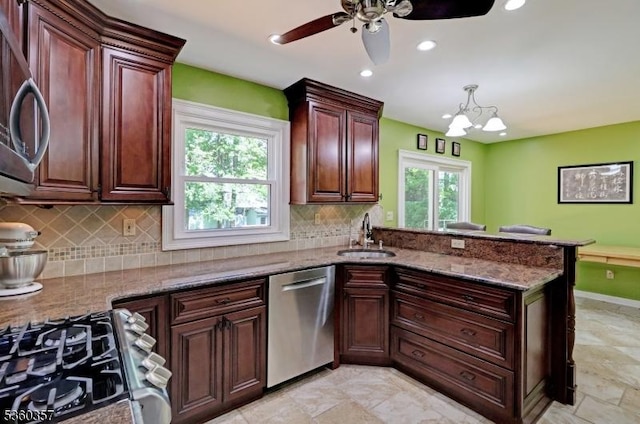 17 Druid Hill Dr, Parsippany-Troy Hills Twp, NJ 07054 - kitchen with stainless steel dishwasher, a sink, range with gas stovetop, tasteful backsplash, and recessed lighting