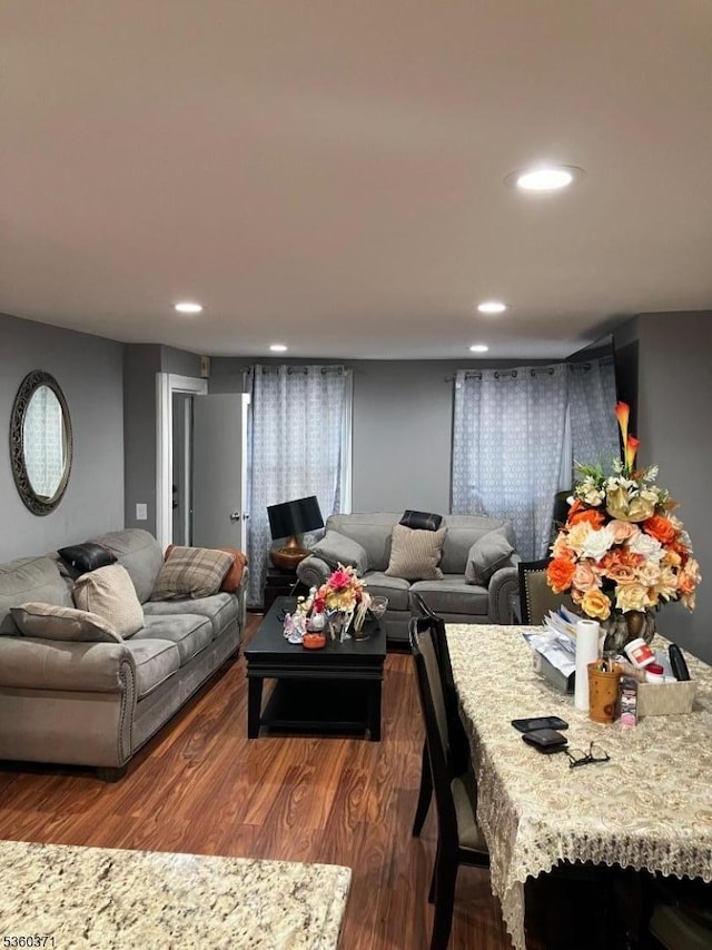 53 Glenwood Ave, City Of Orange Twp, NJ 07050 - living room featuring dark wood-style floors and recessed lighting
