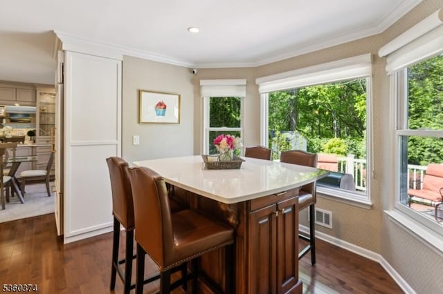 17 Steeple Chase Ct, Bedminster Twp, NJ 07921 - dining room featuring dark wood-style flooring, crown molding, and baseboards