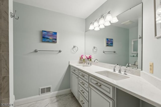 17 Steeple Chase Ct, Bedminster Twp, NJ 07921 - full bathroom with marble finish flooring, double vanity, and baseboards