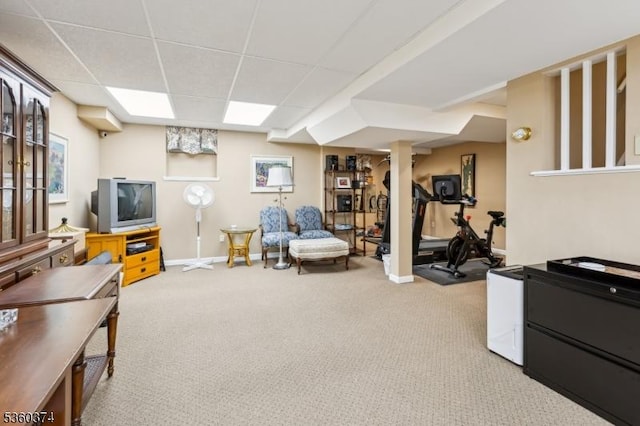 17 Steeple Chase Ct, Bedminster Twp, NJ 07921 - carpeted living room with a drop ceiling and baseboards