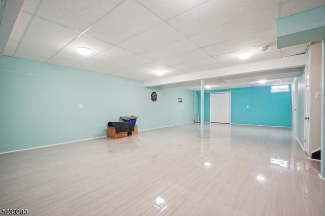 12 Hudson Dr, Bernards Twp, NJ 07920 - finished below grade area with a drop ceiling and baseboards