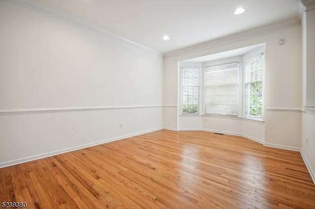 12 Hudson Dr, Bernards Twp, NJ 07920 - spare room with ornamental molding, baseboards, light wood-style floors, and recessed lighting