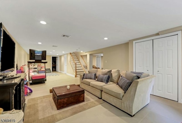 325 Hobar Ct, Franklin Lakes Boro, NJ 07417 - living area featuring stairs and recessed lighting