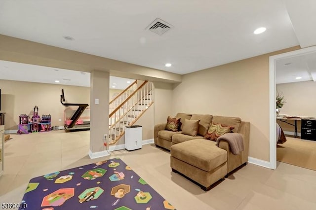325 Hobar Ct, Franklin Lakes Boro, NJ 07417 - living area featuring stairs, baseboards, and recessed lighting