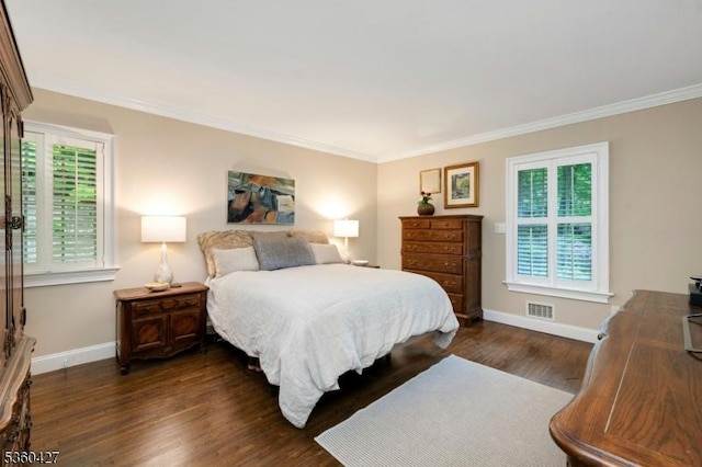 151 Hurd St, Mine Hill Twp, NJ 07803 - bedroom featuring baseboards, ornamental molding, and dark wood-type flooring
