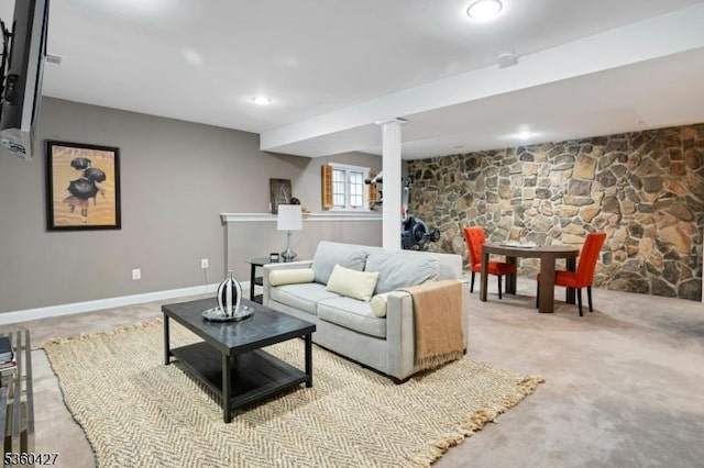 151 Hurd St, Mine Hill Twp, NJ 07803 - living room with light colored carpet, recessed lighting, and baseboards