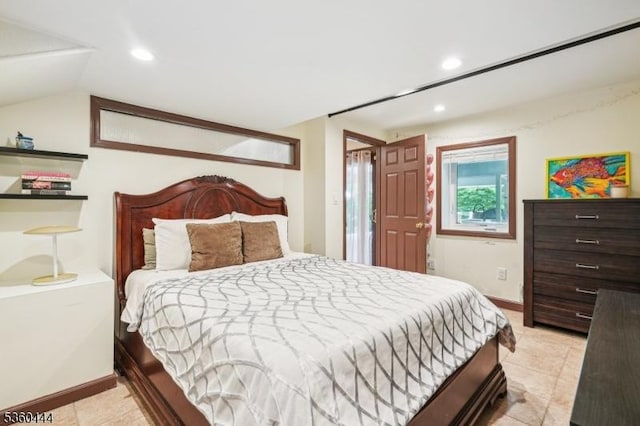12 Beaumont Ter, West Orange Twp, NJ 07052 - bedroom with vaulted ceiling, baseboards, recessed lighting, and light tile patterned floors