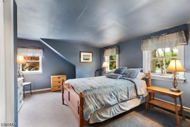 624 New St, River Vale Twp, NJ 07675 - bedroom featuring lofted ceiling, light carpet, and baseboards