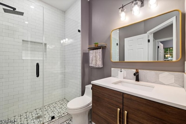 18 Hartley Ln, Bernards Twp, NJ 07920 - full bathroom featuring vanity, a shower stall, and toilet