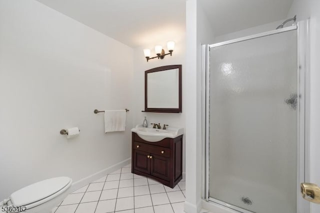 18 Hartley Ln, Bernards Twp, NJ 07920 - full bath with vanity, a shower stall, toilet, and tile patterned floors
