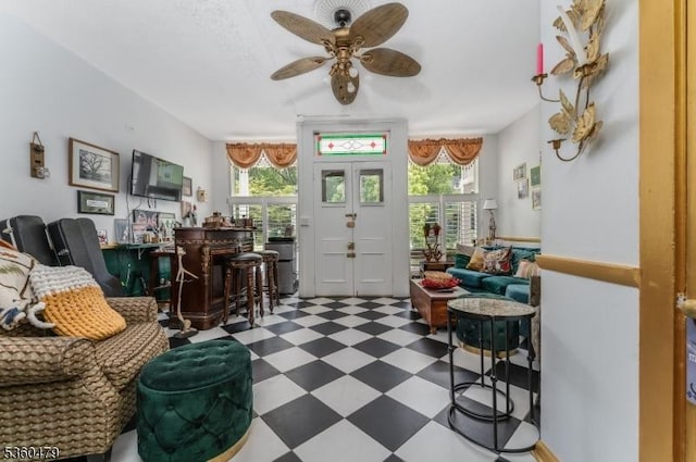 44 Main St, Califon Boro, NJ 07830 - foyer featuring tile patterned floors, plenty of natural light, and ceiling fan