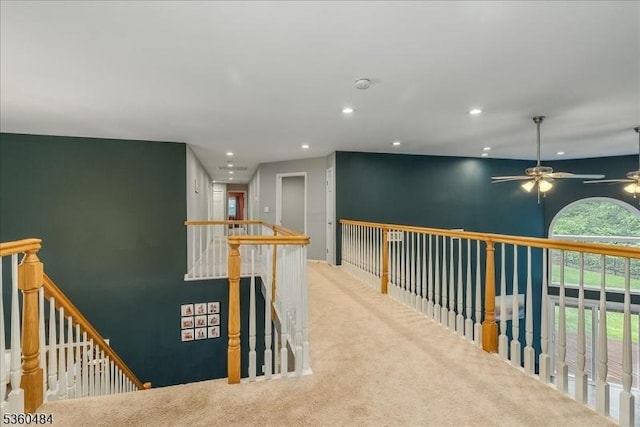 95 Underrock Rd, Sparta Twp, NJ 07871 - corridor with recessed lighting, carpet floors, and an upstairs landing