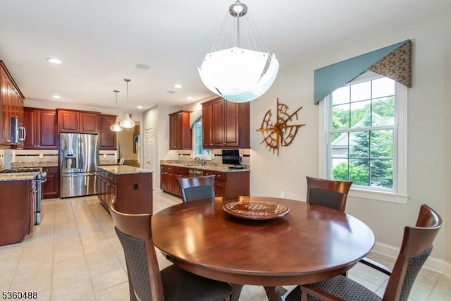 53 Patriots Way, Franklin Twp, NJ 08873 - dining area with light tile patterned flooring and recessed lighting