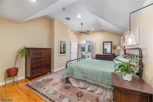 107 Shady Ln, Randolph Twp, NJ 07869 - bedroom with lofted ceiling, light wood finished floors, baseboards, access to outside, and recessed lighting
