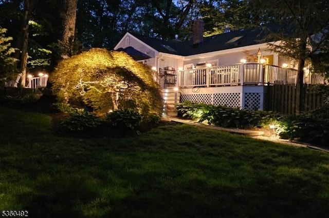 107 Shady Ln, Randolph Twp, NJ 07869 - rear view of house featuring a lawn, a deck, and stairway