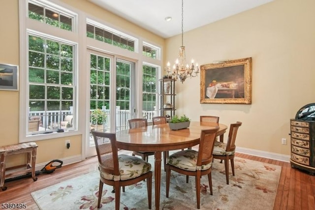 81 Schindler Way, Fairfield Twp, NJ 07004 - dining room featuring a chandelier, baseboards, and wood finished floors