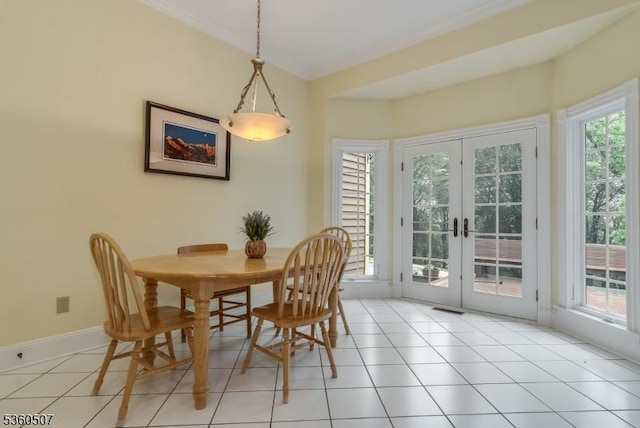 10 Beacon Hill Dr, Chester Twp, NJ 07930 - dining space featuring french doors, plenty of natural light, and light tile patterned floors